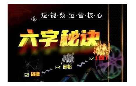 六字秘诀·短视频运营核心，解决了小白的不懂运营原理的苦恼【视频课程】