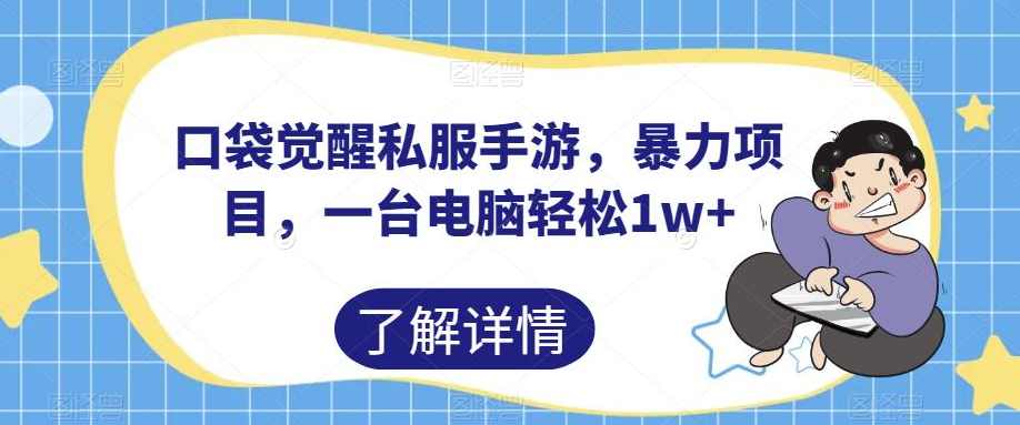 口袋觉醒私服手游，暴力项目，一台电脑轻松1w+【揭秘】