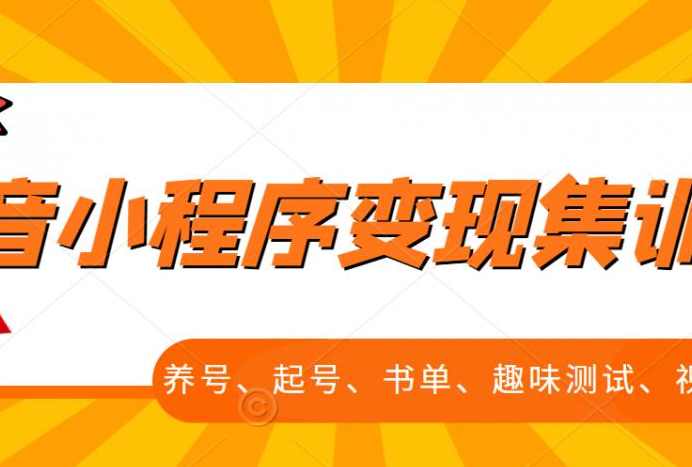 新手村抖音小程序变现集训课,养号、起号、书单、趣味经过亲自测试、视频剪辑,全套流程,小程序,第1张 新手村抖音小程序变现集训课,养号、起号、书单、趣味经过亲自测试、视频剪辑,全套流程,小程序,第1张