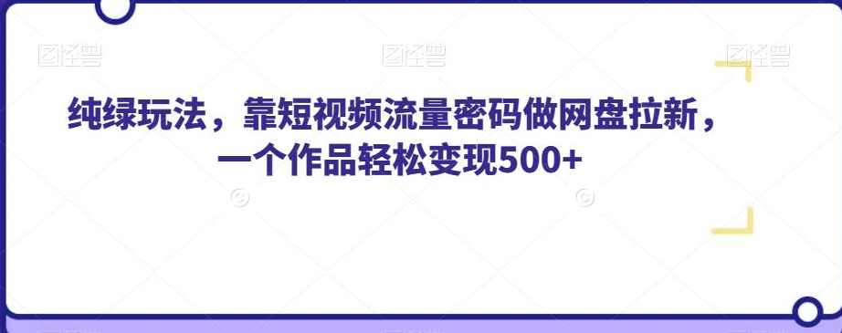 纯绿玩法，靠短视频流量密码做网盘拉新，一个作品轻松变现500+【揭秘】,课程,网盘,副业,第1张