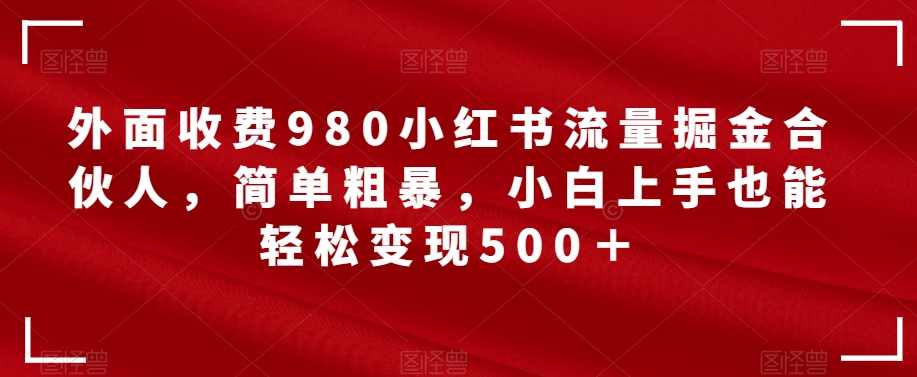 外面收费980小红书流量掘金合伙人，简单粗暴，小白上手也能轻松变现500＋【揭秘】,课程,第1张