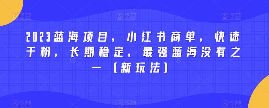 2023蓝海项目，小红书商单，快速千粉，长期稳定，最强蓝海没有之一（新玩法）,课程,第1张