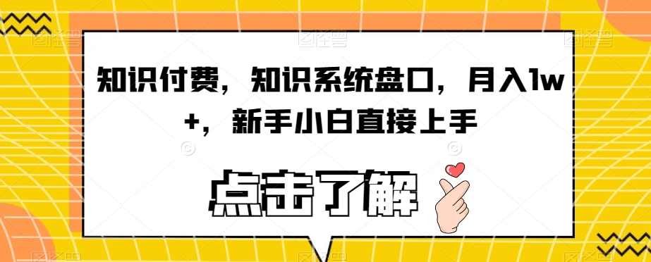 知识付费，知识系统盘口，月入1w+，新手小白直接上手,课程,第1张