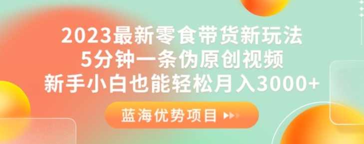 2023最新零食带货新玩法，5分钟一条伪原创视频，新手小白也能轻松月入3000+【揭秘】,课程,第1张