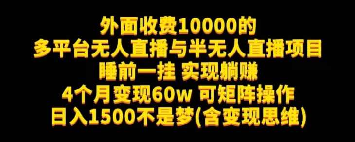外面收费10000的多平台无人直播与半无人直播项目，睡前一挂实现躺赚，日入1500不是梦(含变现思维)【揭秘】,课程,直播,第1张