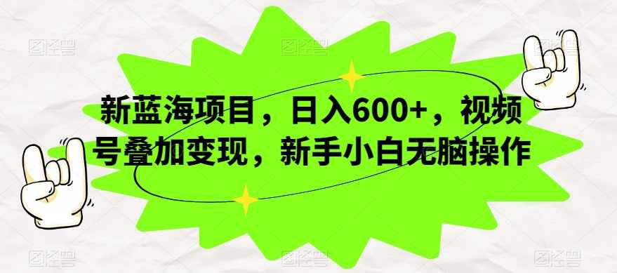 新蓝海项目，日入600+，视频号叠加变现，新手小白无脑操作【揭秘】,课程,第1张