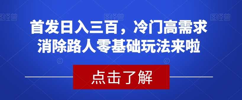 首发日入三百,冷门高需求消除路人零基础玩法来啦【揭秘】,第1张 首发日入三百,冷门高需求消除路人零基础玩法来啦【揭秘】,第1张