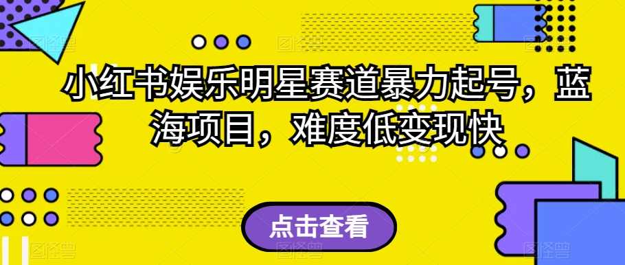 小红书娱乐明星赛道暴力起号，蓝海项目，难度低变现快【揭秘】,课程,第1张