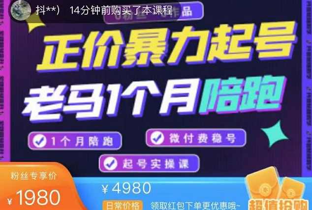 老马电商·正价暴力起号，0粉丝0作品起号实操，微付费稳号（价值1980元）,课程,学习,直播,电商,第1张