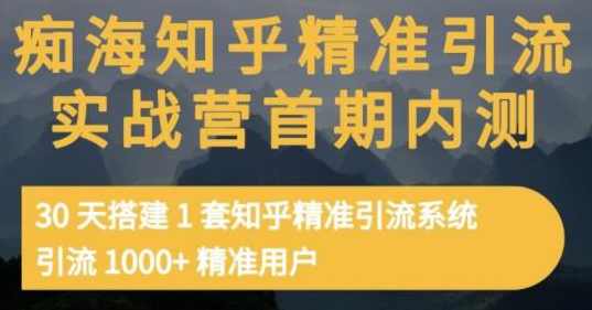 痴海知乎精准引流实战营1-2期，30天搭建1套知乎精准引流系统，引流1000+精准用户,课程,管理,微信,进步,第1张