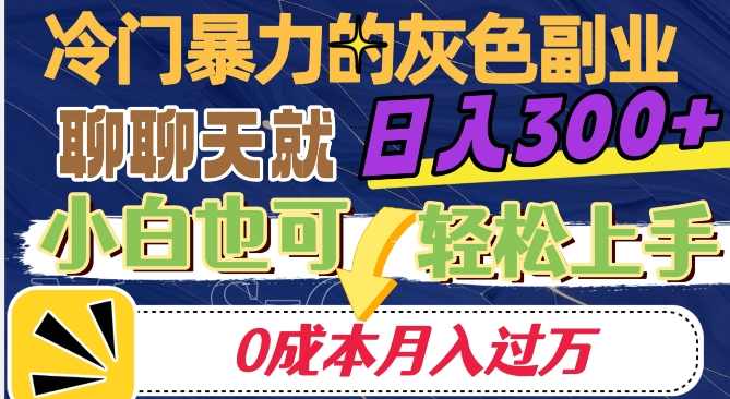 冷门暴利的副业项目，聊聊天就能日入300+，0成本月入过万【揭秘】,视频制作,副业,第1张