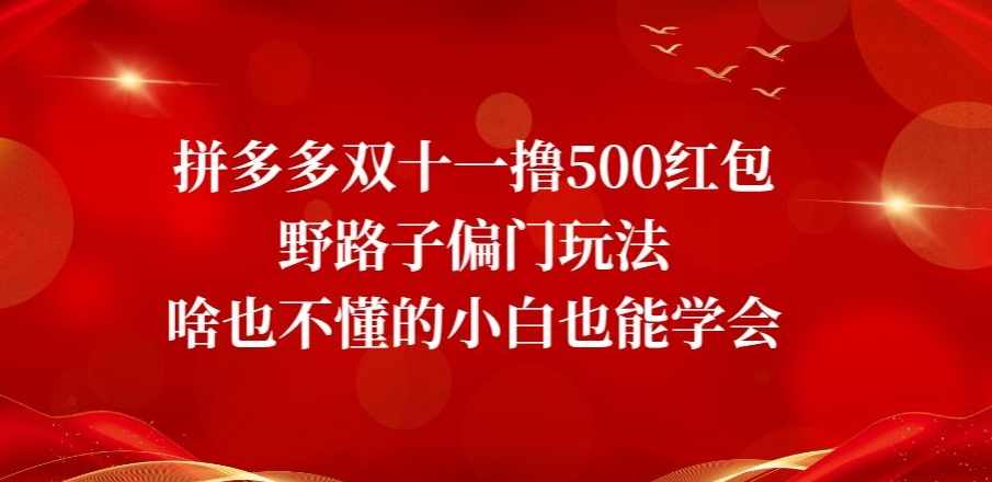 拼多多双十一撸500红包野路子偏门玩法，啥也不懂的小白也能学会【揭秘】,课程,学习,第1张
