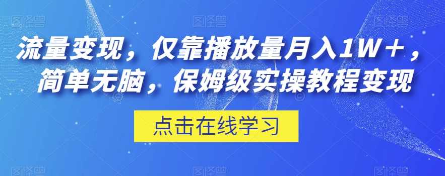 流量变现，仅靠播放量月入1W＋，简单无脑，保姆级实操教程【揭秘】