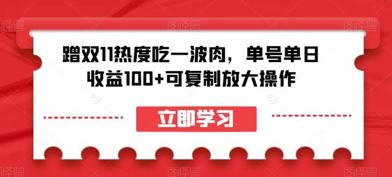蹭双11热度吃一波肉,单号单日收益100+可复制放大操作【揭秘】,课程,微信,第1张 蹭双11热度吃一波肉,单号单日收益100+可复制放大操作【揭秘】,课程,微信,第1张