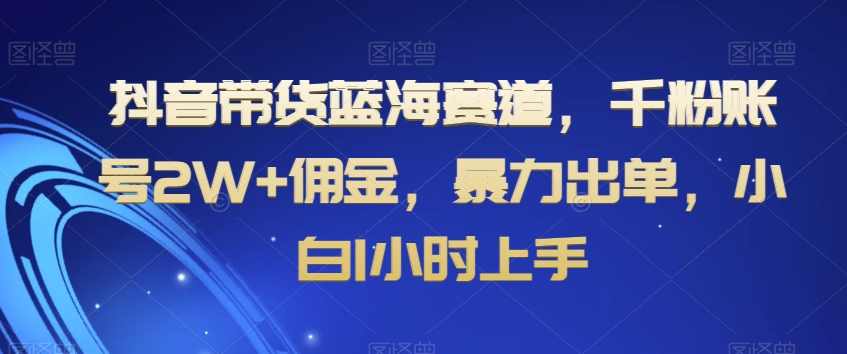 抖音带货蓝海赛道，千粉账号2W+佣金，暴力出单，小白1小时上手【揭秘】,第1张