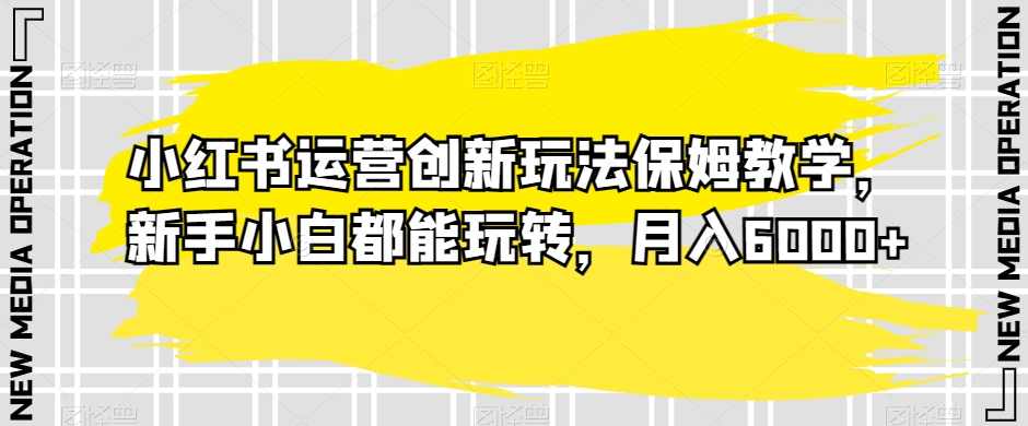 小红书运营创新玩法保姆教学，新手小白都能玩转，月入6000+【揭秘】,课程,合作,创新,第1张