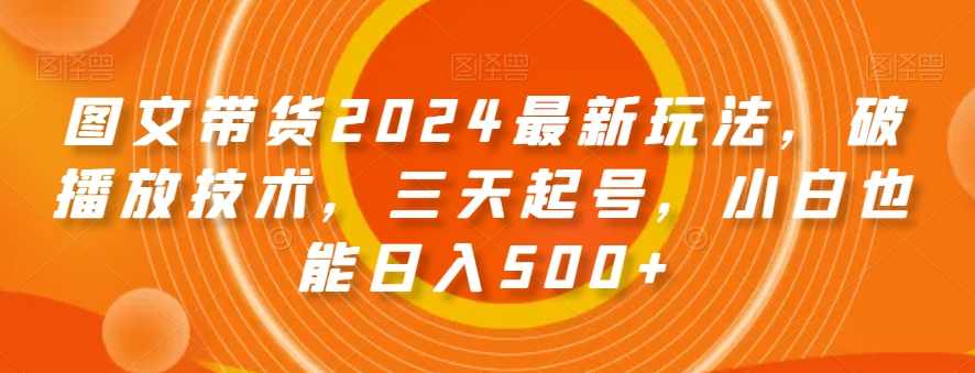 图文带货2024最新玩法，破播放技术，三天起号，小白也能日入500+【揭秘】,第1张