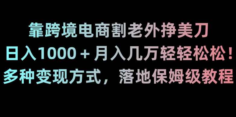 靠跨境电商割老外挣美刀，日入1000＋月入几万轻轻松松！多种变现方式，落地保姆级教程【揭秘】,课程,电商,去水印,第1张