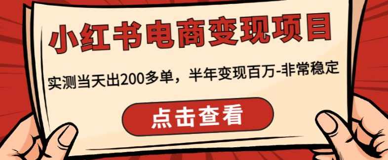 顽石·小红‬书电商变现项目，实测当天出200多单，半年变现百万，非常稳定