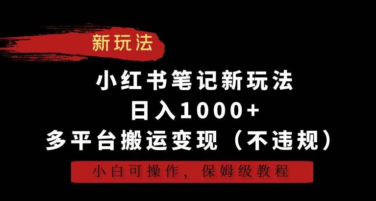 小红书笔记新玩法，日入1000+，多平台搬运变现（不违规），小白可操作，保姆级教程【揭秘】,课程,支持,第1张