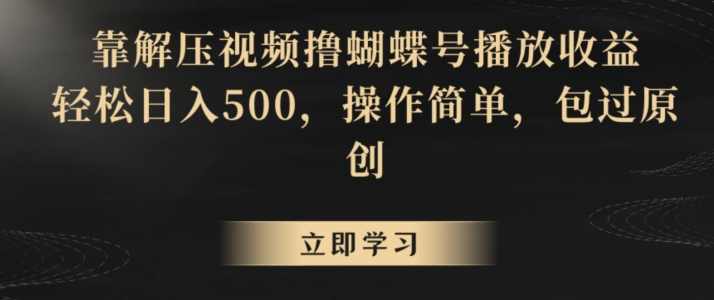 靠解压视频撸蝴蝶号播放收益，轻松日入500，操作简单，包过原创【揭秘】,课程,学习,第1张