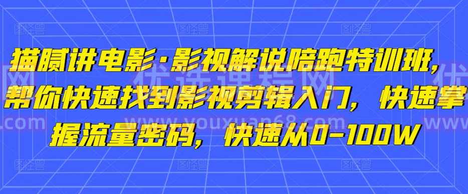 猫腻讲电影·影视解说陪跑特训班，帮你快速找到影视剪辑入门，快速掌握流量密码，快速从0-100W,课程,学习,影视,影视剪辑,第1张