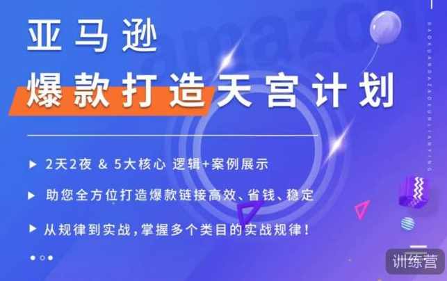 亚马逊爆款打造天宫计划，5大核心逻辑+案例展示，助你全方位打造爆款链接高效、省钱、稳定,课程,第1张