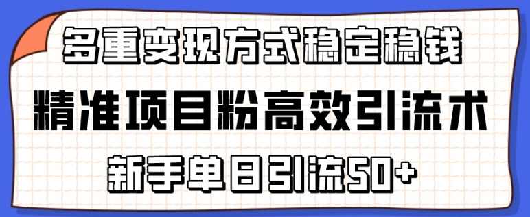 精准项目粉高效引流术,新手单日引流50+,多重变现方式稳定赚钱【揭秘】,第1张 精准项目粉高效引流术,新手单日引流50+,多重变现方式稳定赚钱【揭秘】,第1张