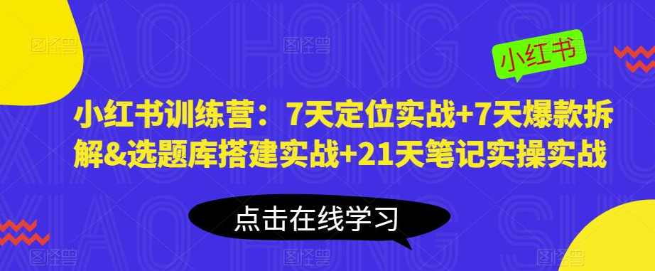 小红书训练营：7天定位实战+7天爆款拆解&amp;选题库搭建实战+21天笔记实操实战,课程,直播,定位,合作,脚本,第1张