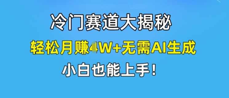 冷门赛道大揭秘，轻松月赚1W+无需AI生成，小白也能上手【项目拆解】,课程,第1张