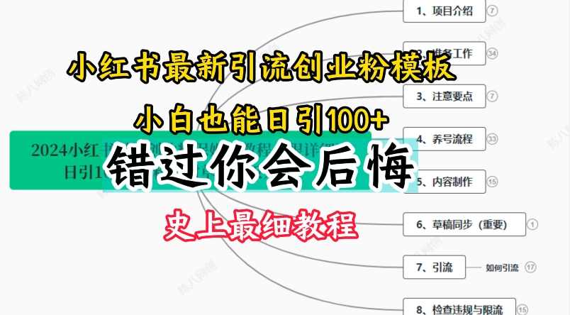 2024小红书引流创业粉史上最细教程，手把手教你引流【项目揭秘】,课程,模板,第1张