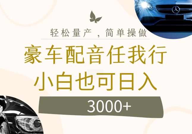 不为人知的暴力小项目，豪车配音，日入几张【项目拆解】