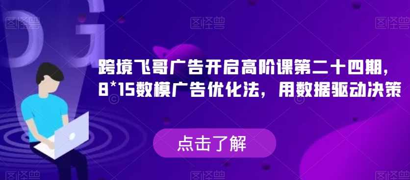 跨境飞哥广告开启高阶课第二十四期，?8*15数模广告优化法，用数据驱动决策,课程,第1张