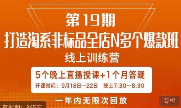 打造淘系非标全店N多个爆款线上课，5天直播课,课程,直播,第1张