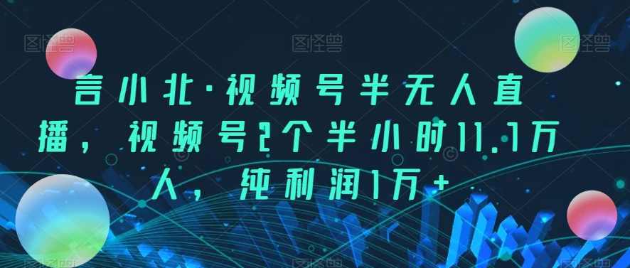 言小北·视频号半无人直播，视频号2个半小时11.7万人，纯利润1万+,课程,直播,微信,团队,第1张