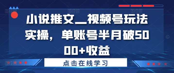 小说推文—视频号玩法实操，单账号半月破5000+收益【项目拆解】,课程,微信,小说,第1张