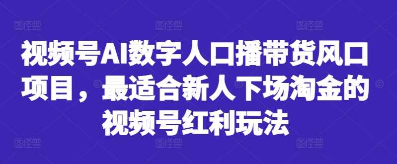 视频号AI数字人口播带货风口项目，最适合新人下场淘金的视频号红利玩法,专业,直播,微信,团队,竞争,第1张