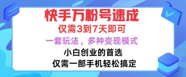 快手万粉号速成，仅需3到七天，小白创业的首选，一套玩法，多种变现模式【项目拆解】,课程,第1张