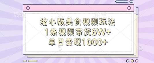缩小版美食视频玩法，1条视频带货6W+，单日变现1k【项目拆解】,课程,第1张