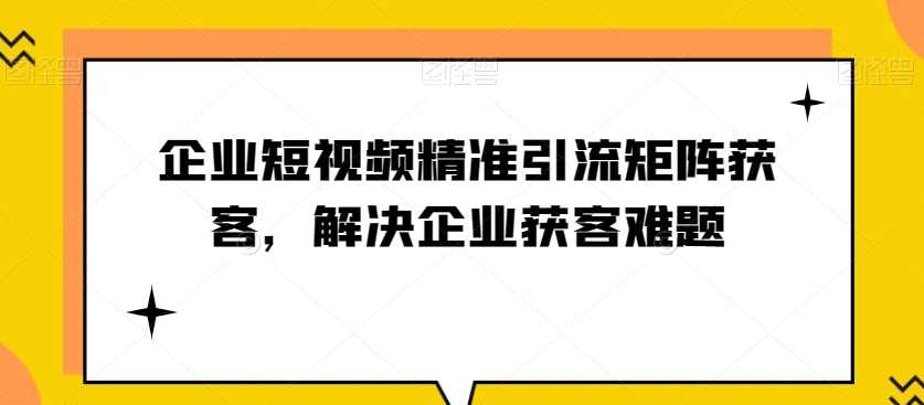企业短视频精准引流矩阵获客，解决企业获客难题,课程,管理,目标,定位,团队,第1张