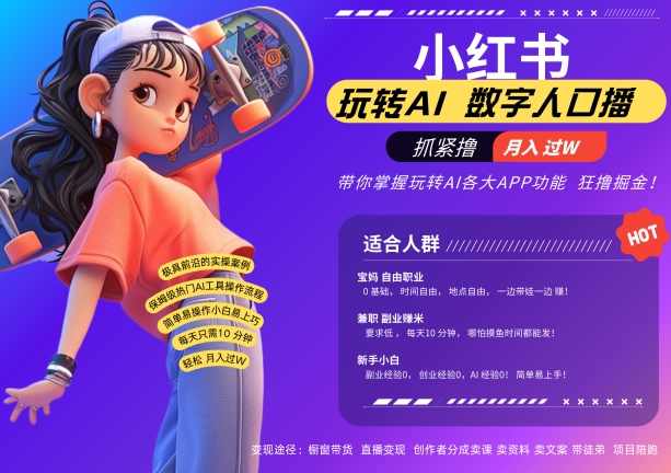 小红书数字人暴力起号，AI改写文案，再也不用费劲录口播，流量火爆月入破W轻松拿捏【项目拆解】,课程,人工智能,第1张