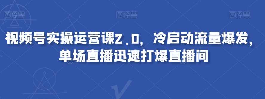 视频号实操运营课2.0，冷启动流量爆发，单场直播迅速打爆直播间,课程,管理,直播,微信,团队,第1张