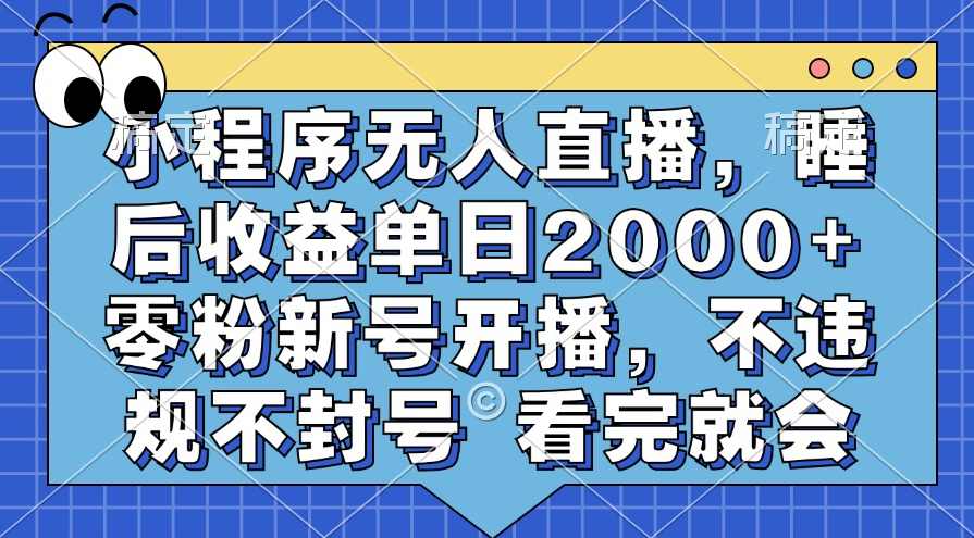 小程序无人直播，睡后收益单日2000+ 零粉新号开播，不违规不封号 看完就会【项目拆解】,直播,小程序,第1张