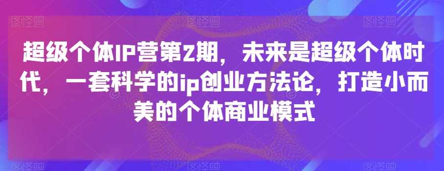 超级个体IP营第2期，未来是超级个体时代，一套科学的ip创业方法论，打造小而美的个体商业模式,课程,管理,第1张