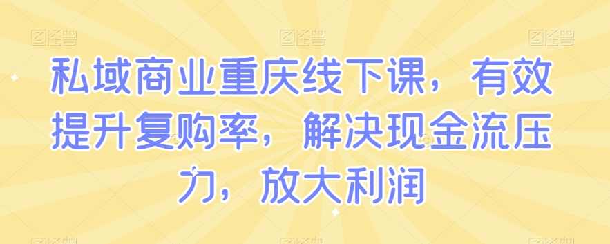 私域商业重庆线下课，有效提升复购率，解决现金流压力，放大利润,第1张