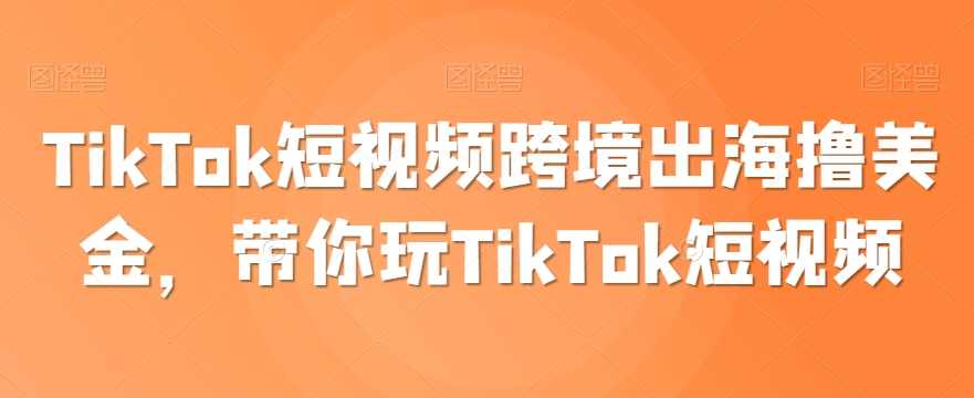 TikTok短视频跨境出海撸美金，带你玩TikTok短视频,课程,模板,合作,脚本,数据分析,第1张