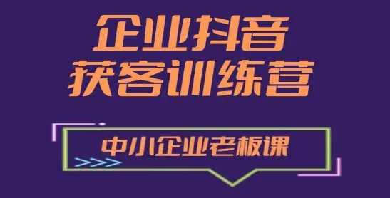 企业抖音营销获客增长训练营，中小企业老板必修课