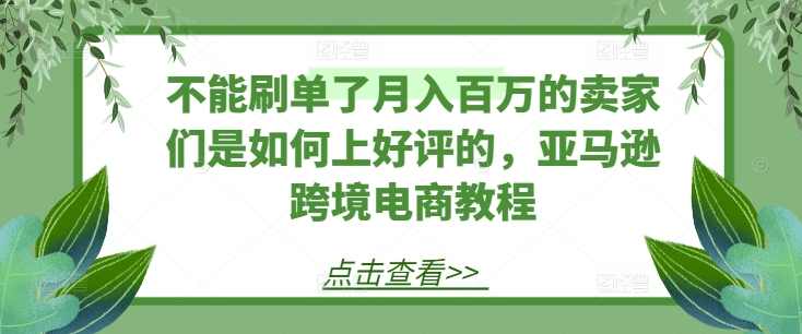不能刷单了月入百万的卖家们是如何上好评的，亚马逊出海电商教程,课程,电商,第1张