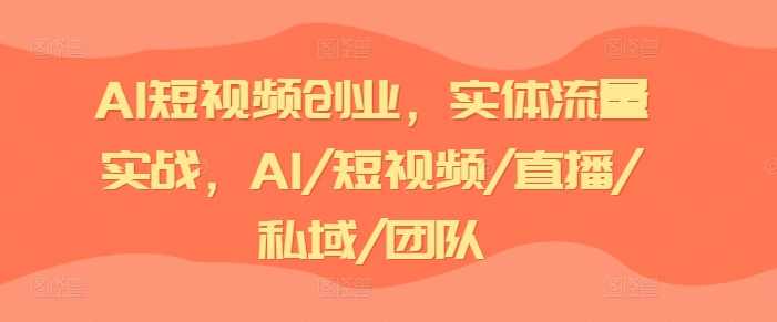 AI短视频创业，实体流量实战，AI/短视频/直播/私域/团队,课程,直播,团队,漫画,第1张