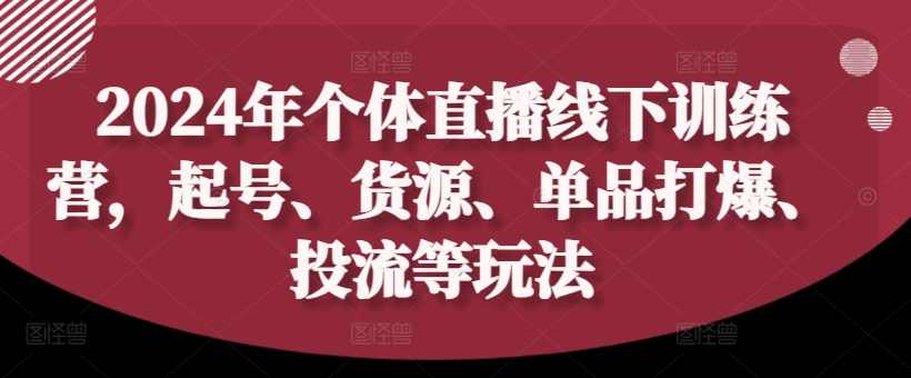 2024年个体直播电商线上+线下训练营,起号、货源、单品打爆、投流等玩法,课程,学习,直播,电商,第1张 2024年个体直播电商线上+线下训练营,起号、货源、单品打爆、投流等玩法,课程,学习,直播,电商,第1张
